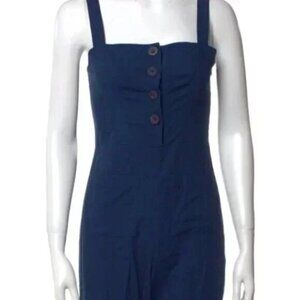 STAUD Boats At The Dock Deep Ocean Blue Buttoned Jumpsuit